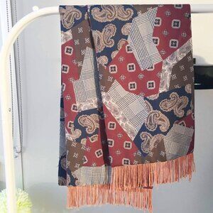 BOHO Burgundy and Navy Paisley Scarf wraps